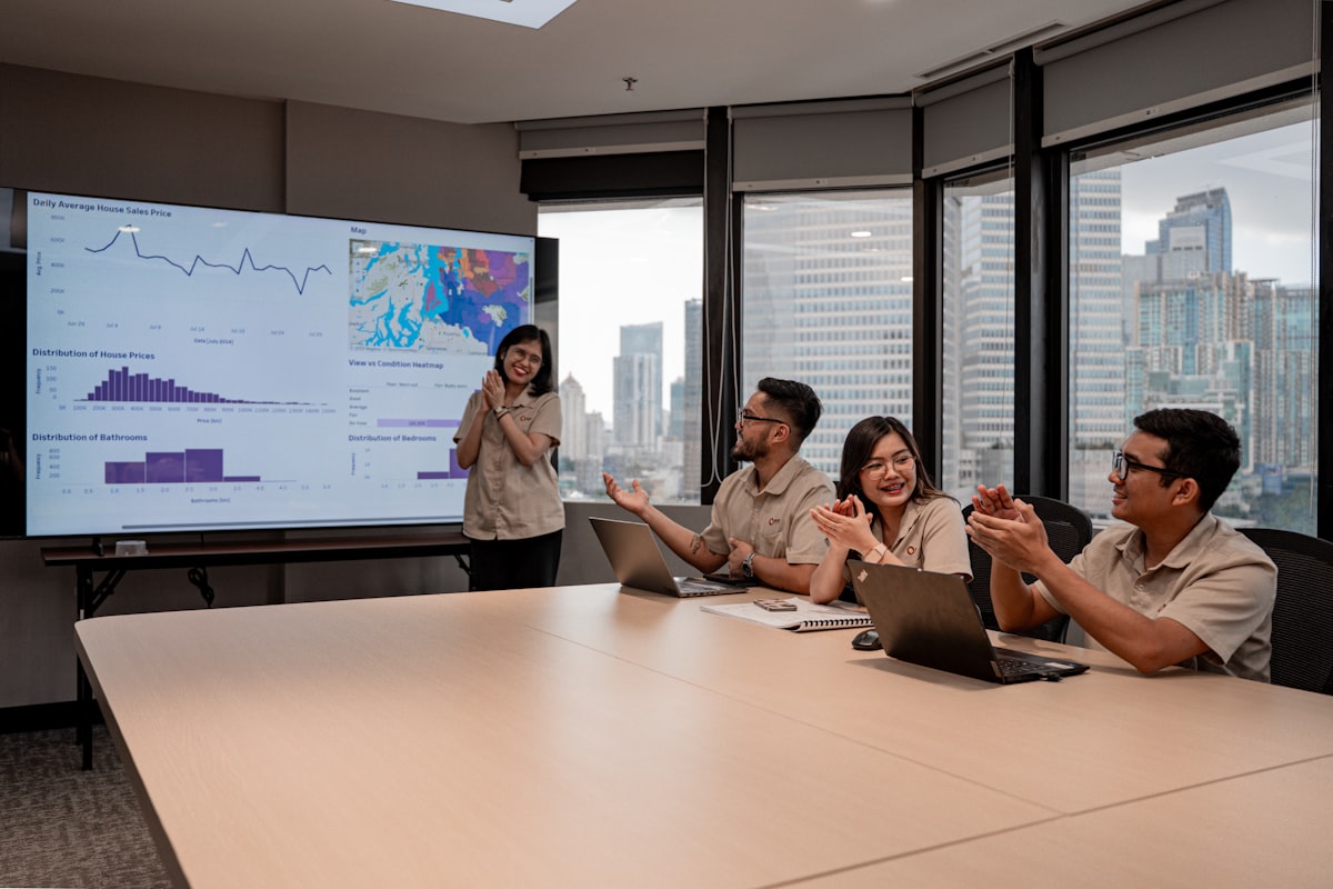 Executive meeting with analytics presentation